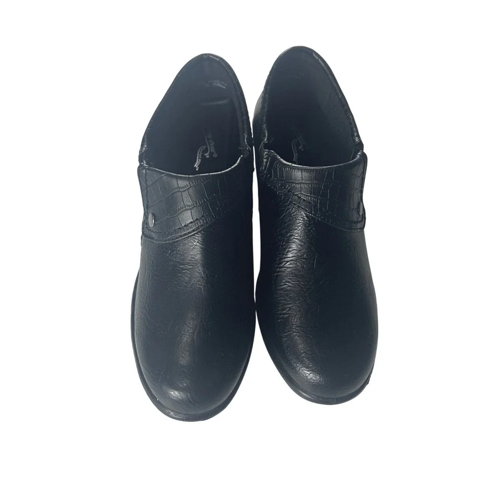Easy Street Shoes Women's Darcy Comfort Black Croc Trim Zip Bootie 8.5 Slip On - Picture 5 of 11